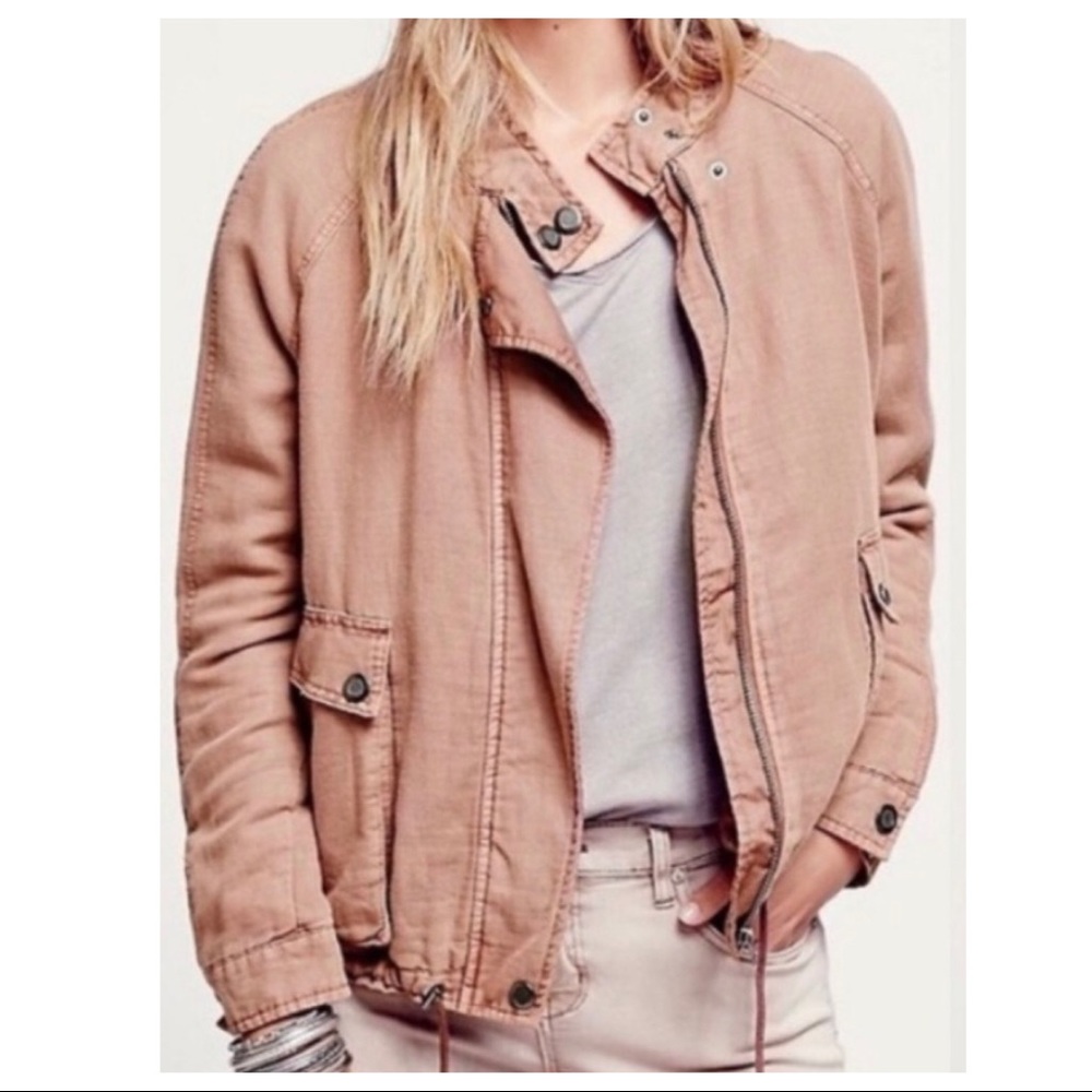 Free People | Linen Bomber Jacket